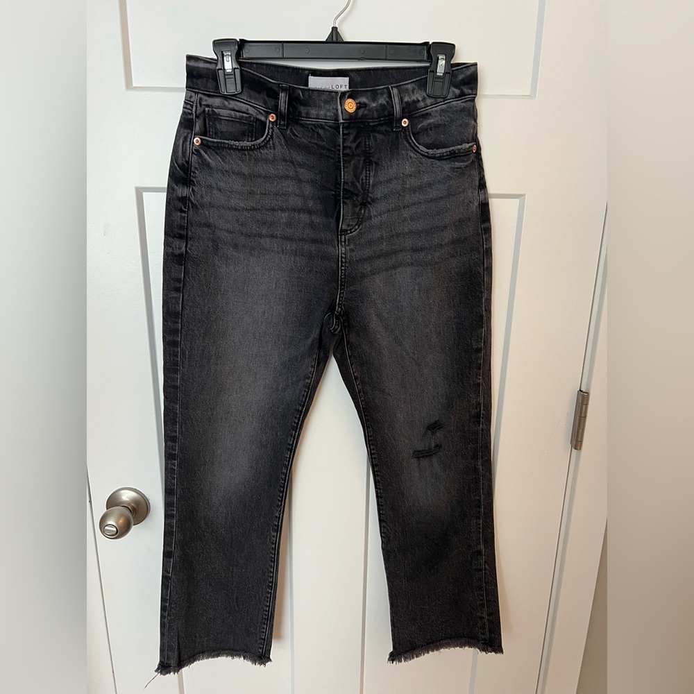 LOFT Black Straight Crop Jeans